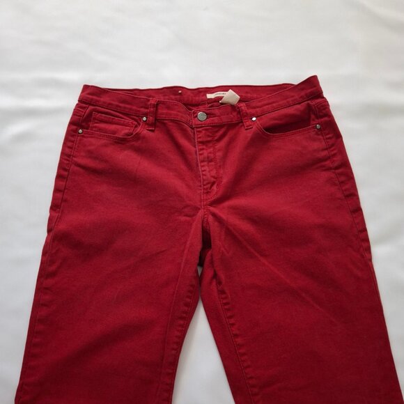 DKNY Red Burgundy Bootcut Jeans Sz 14 Zippered Grommet Pockets - Picture 4 of 12
